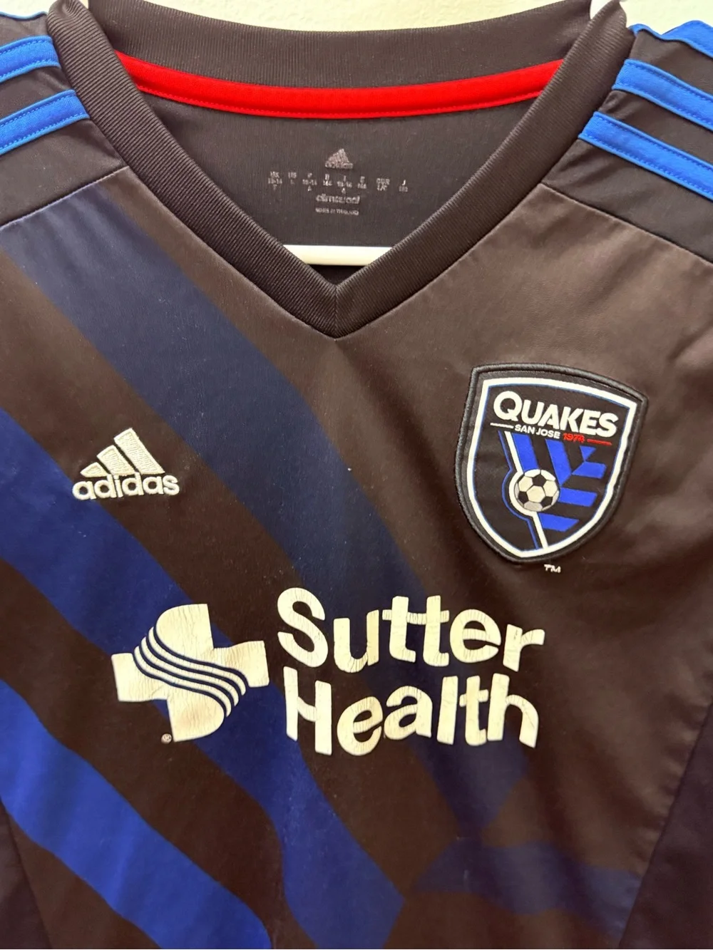 San Jose Earthquakes Adidas Black & Royal Soccer Jersey